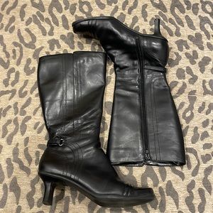 Tall black heel boots